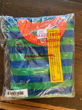 Hanna Andersson Blue & Green Striped Kids pajama size 8 with Orange Trim